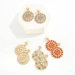 Wholesale gold Rhinestone Statement Floral Drop Earring L