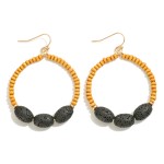 Wholesale wood Beaded Circular Drop Earring Dimpled Accent Beads L