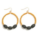 Wholesale wood Beaded Circular Drop Earring Dimpled Accent Beads L