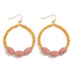 Wholesale wood Beaded Circular Drop Earring Dimpled Accent Beads L