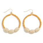 Wholesale wood Beaded Circular Drop Earring Dimpled Accent Beads L