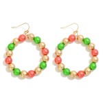 Beaded Circular Drop Earring With Textured Accent Bead

- Approximately 2.25" L