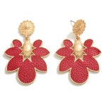 Wholesale leather Petal Inlay Drop Earrings L