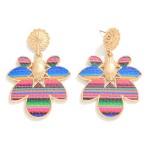 Leather Petal Inlay Drop Earrings

- Approximately 2.25" L