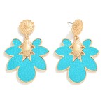 Wholesale leather Petal Inlay Drop Earrings L