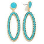 Wholesale teardrop Earring Leather Inlay L