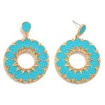 Wholesale circular Drop Earring Leather Accent Inlay L