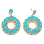 Wholesale circular Drop Earring Leather Accent Inlay L