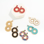 Wholesale circular Drop Earring Leather Accent Inlay L