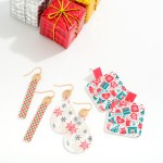 Wholesale square Christmas Image Inlay Drop Earring L