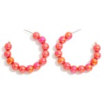 Wholesale pearlescent Beaded Drop Hoop Earring L