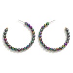 Wholesale dainty Pearlescent Beaded Drop Hoop Earring L