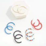 Wholesale dainty Pearlescent Beaded Drop Hoop Earring L