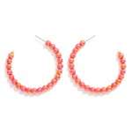 Wholesale dainty Pearlescent Beaded Drop Hoop Earring L