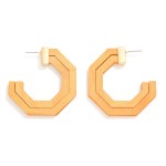 Simple Octagon Wood Hoop Drop Earring

- Approximately 1.75" L