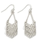 Dainty Punched Chevron Teardrop Earrings

- Approximately 2" L