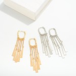 Wholesale huggie Hoop Drop Earring Rectangle Tassel Details L