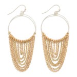 Circular Drop Earring With Chain Link Tassel Detail

- Approximately 3" L