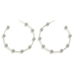 Bead Accented Drop Hoop Earrings

- Approximately 2" L