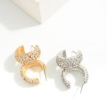 Wholesale rhinestone Studded Huggie Hoop Earring L