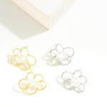 Wholesale dainty Metal Flower Stud Earrings Pearl Accents L