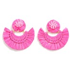 Wholesale raffia Woven Drop Earring Fanned Tassel Detail L