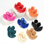 Wholesale raffia Woven Drop Earring Fanned Tassel Detail L