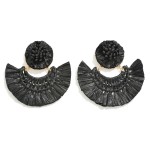 Wholesale raffia Woven Drop Earring Fanned Tassel Detail L