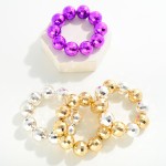 Chunky Disco Beaded Stretch Bracelet 

- Approximately 2.5" D