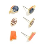 Wholesale set Three Enamel Football Stud Earring Set L