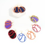 Wholesale stamped Layered Metal Baseball Drop Earrings L