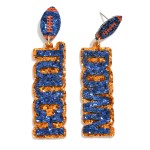 Wholesale touch Down Glitter Football Drop Earrings L
