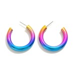 Simple Metallic Drop Hoop Earrings

- Approximately 1.25" L