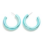 Wholesale simple Metallic Drop Hoop Earrings L