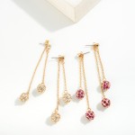 Chain Link Drop Earring Featuring Rhinestone Studded Beads

- Approximately 3" L
- Hypoallergenic Titanium Post 
