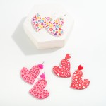 Wholesale wood Heart Drop Earring Heart Print L Hypoallergenic Titanium post