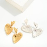 Indented Textured Heart Drop Earrings

- Approximately 1.75" L