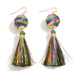 Wholesale mardi Gras Sequin Drop Earring Tassel Detail L Hypoallergenic Titanium