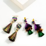 Wholesale mardi Gras Sequin Drop Earring Tassel Detail L Hypoallergenic Titanium