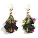 Tinsel Tassel Earring With Beaded Accents

- Approximately 3.25" L
- Hypoallergenic Brass Hook