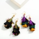 Wholesale tinsel Tassel Earring Beaded Accents L Hypoallergenic Brass Hook