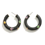 Wholesale fleur de Lis Station Metal Drop Hoop Earring L Hypoallergenic Titanium