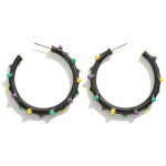 Wholesale mardi Gras Pearl Studded Metal Drop Hoop Earring L Hypoallergenic Tita