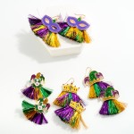 Wholesale mardi Gras Crown Drop Earring Tinsel Accent L Hypoallergenic Titanium