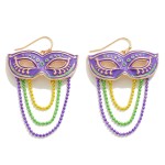 Wholesale mardi Gras Masqarade Mask Beaded Tassel Detail L Hypoallergenic Titani