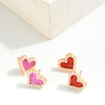 Wholesale glitter Heart Stud Earring Pearl Edge Detail L