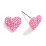 Wholesale rhinestone Studded Metal Heart Earrings L