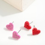 Rhinestone Studded Metal Heart Earrings

- Approximately 0.5" L
