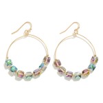 Wholesale dainty Circular Drop Earring Faceted Abalone Accent Beads L