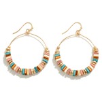 Wholesale wood Beaded Wire Hoop Drop Earrings L